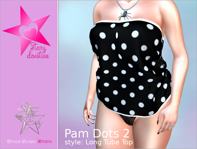 SD2 - Pam Dots Blk  Long Tube Top