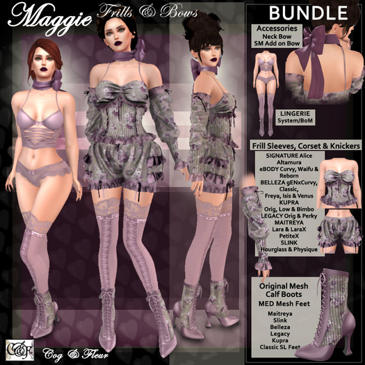 C&F Maggie's Romantic Boudoir Outfit BUNDLE 2024 - Mauve Roses