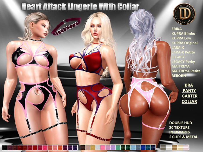 ☾ⅅⅅ☽ Heart Attack Lingerie With Collar
