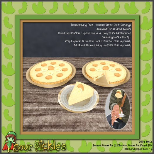[SP] Thanksgiving Feast - Cooked Banana Cream Pie & Servings