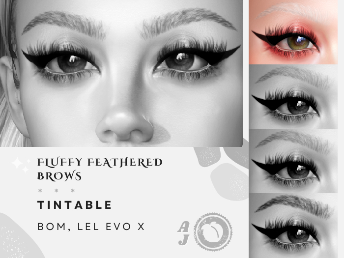 [DEMO] Fluffy Feathered Brows | BOM, Tintable, Lel Evo X | Au Jus.