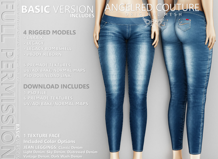AngelRED Couture - FULL PERM Mesh LP JEAN LEGGINGS [BASIC]