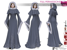 fantasy winter princess dress Cotton "Lost Princess" Cosplay. Available in: white cotton, black cotton, dark blue cotton, blue cotton, green cotton, burgundy cotton, red cotton, purple cotton, blue rowena trim, red rowena trim, green and alternative bridal styling Winter Princesses  Luxury Kids