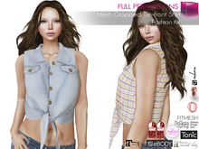 Full Perm Female Sleeveless Denim knot Tie Front Shirt For Maitreya 5.3 LaraX Ebody Reborn Legacy Belleza Slink Tonic