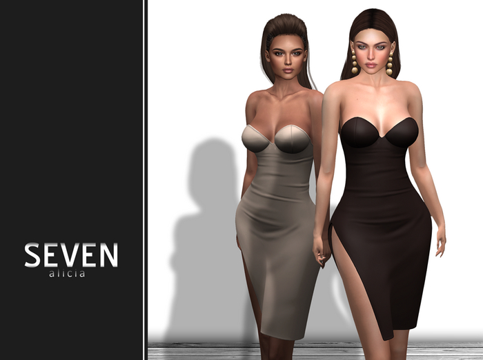 SEVEN - ALICIA mesh DRESS (brown - beige)
