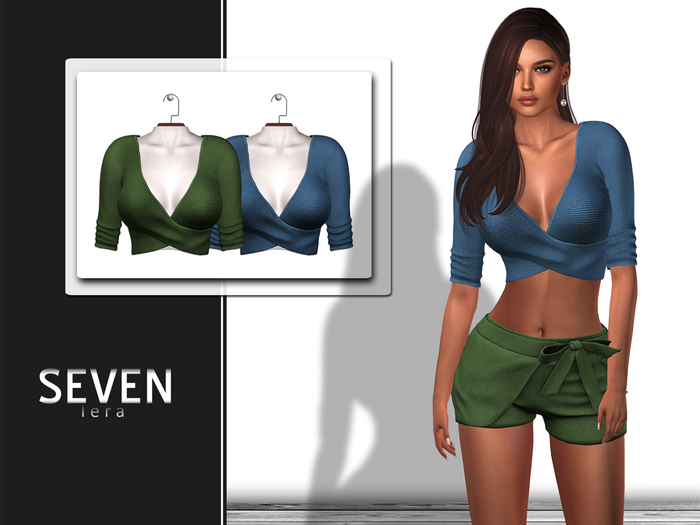 SEVEN - LERA mesh Crop Top (green - blue)