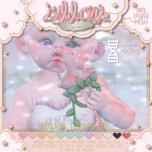 {Ribbons} Blossom Teething Ring {Box}