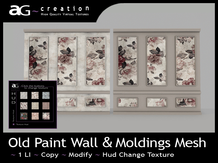 ~AG~ Creation ~ Old Paint Wall & Moldings Mesh