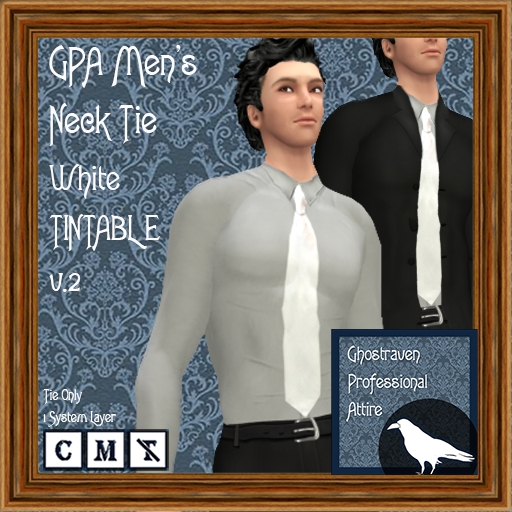 GPA Men's Neck Tie BOM - White TINTABLE v.2