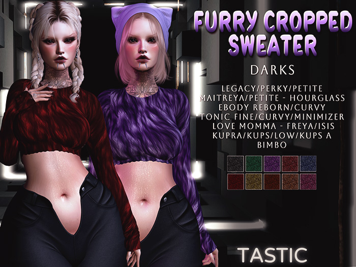 Tastic-Furry Cropped Sweater Darks