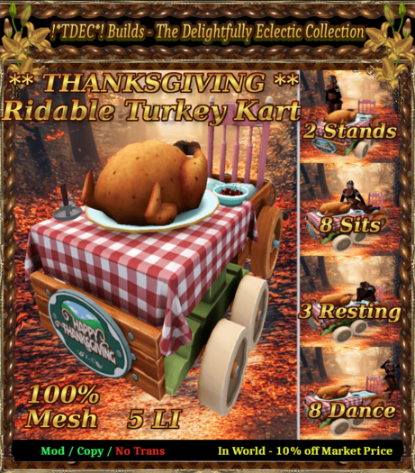 !*TDEC*! Cute Ride & Pose Turkey Kart 