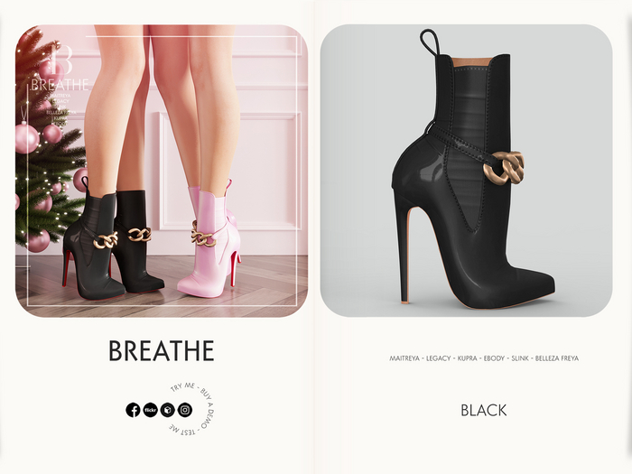 [BREATHE]-Haruka Heels-Black-For-Maitreya Lara, Legacy, Kupra, eBody, Slink and Belleza Freya.