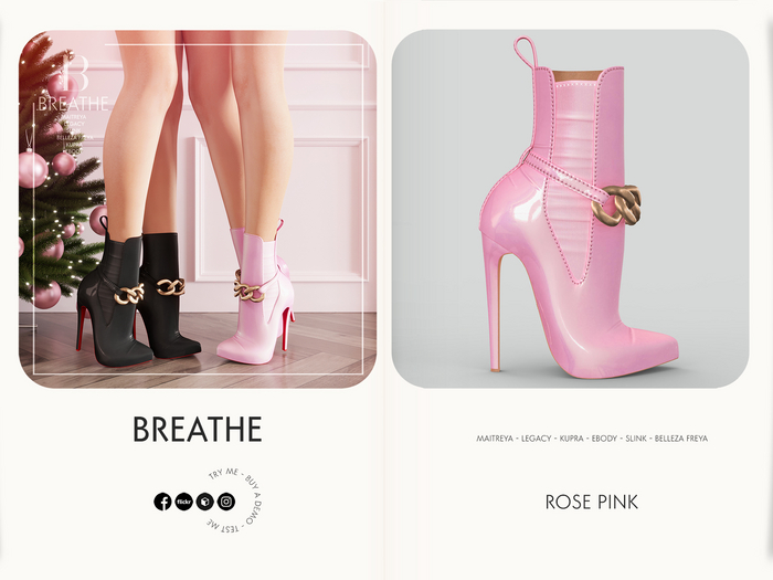 [BREATHE]-Haruka Heels-Rose Pink-For-Maitreya Lara, Legacy, Kupra, eBody, Slink and Belleza Freya.