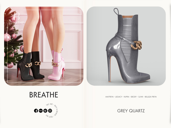 [BREATHE]-Haruka Heels-Quartz Grey-For-Maitreya Lara, Legacy, Kupra, eBody, Slink and Belleza Freya.