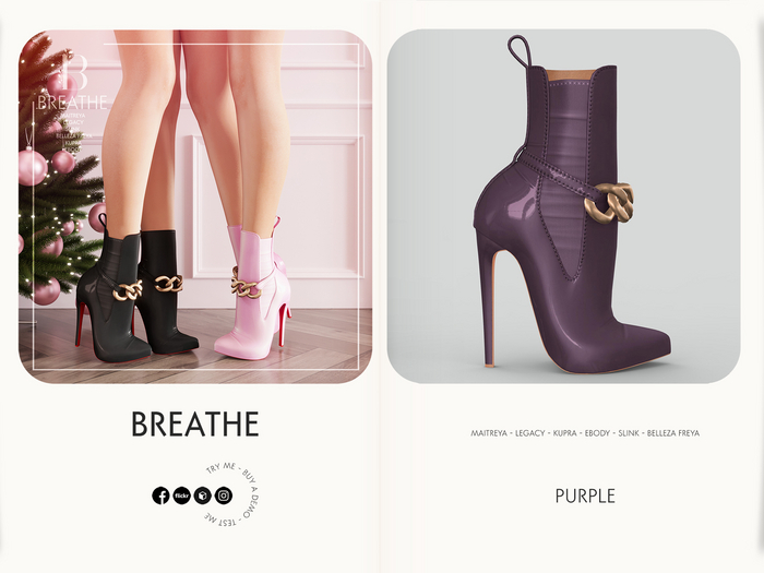 [BREATHE]-Haruka Heels-Purple-For-Maitreya Lara, Legacy, Kupra, eBody, Slink and Belleza Freya.