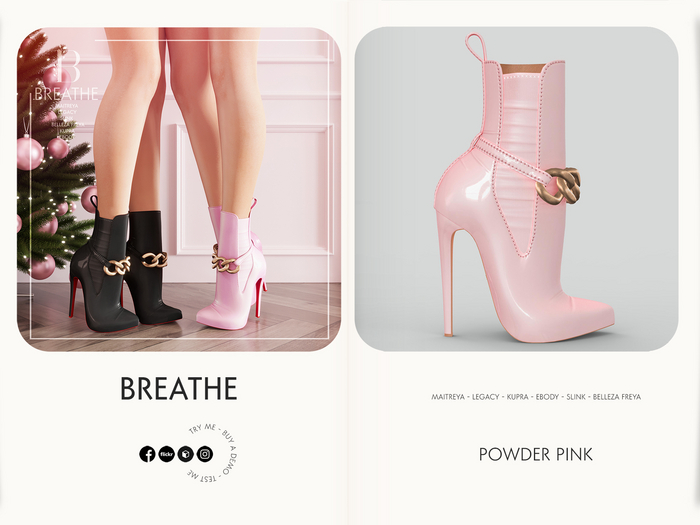 [BREATHE]-Haruka Heels-Powder Pink-For-Maitreya Lara, Legacy, Kupra, eBody, Slink and Belleza Freya.