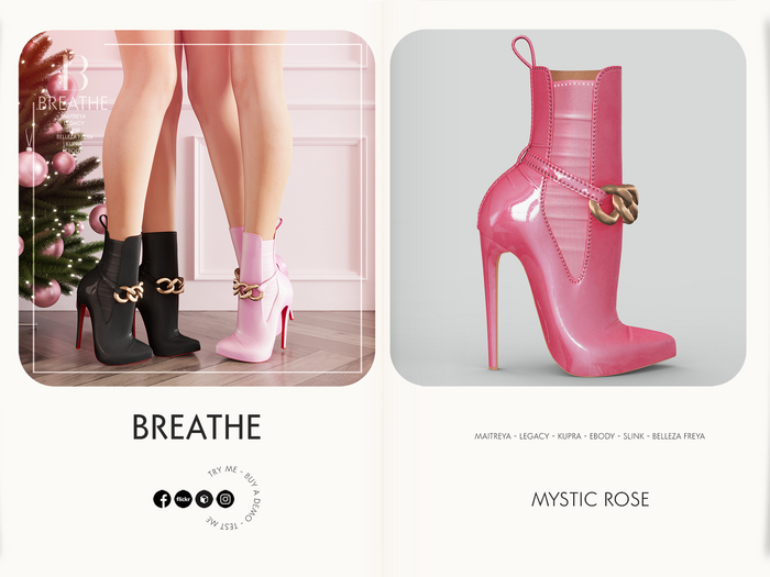 [BREATHE]-Haruka Heels-Mystic Pink-For-Maitreya Lara, Legacy, Kupra, eBody, Slink and Belleza Freya.