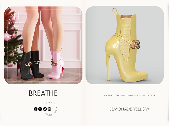 [BREATHE]-Haruka Heels-Lemonade Yellow-For-Maitreya Lara, Legacy, Kupra, eBody, Slink and Belleza Freya.