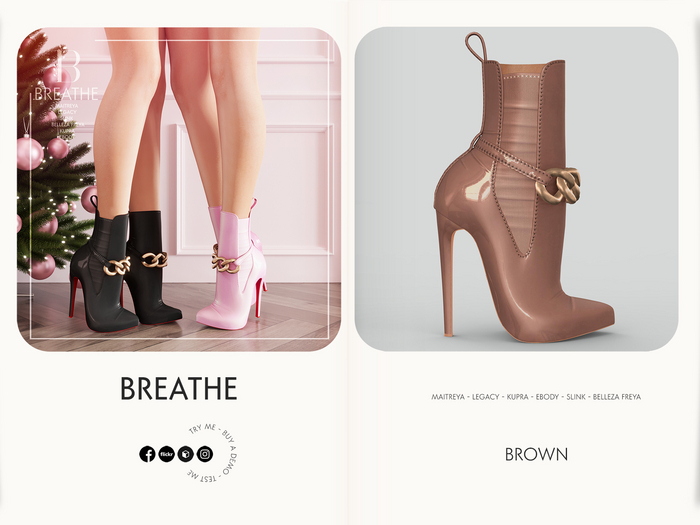 [BREATHE]-Haruka Heels-Brown-For-Maitreya Lara, Legacy, Kupra, eBody, Slink and Belleza Freya.