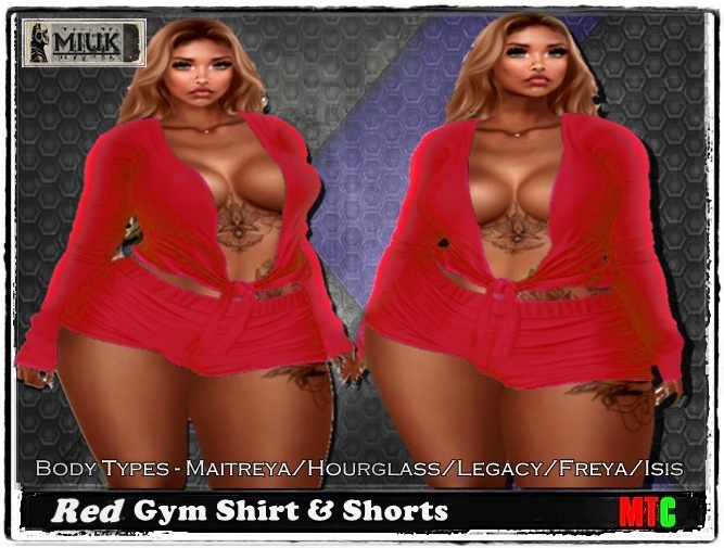 MIUK - Red Gym  SHIRT & SHORTS set