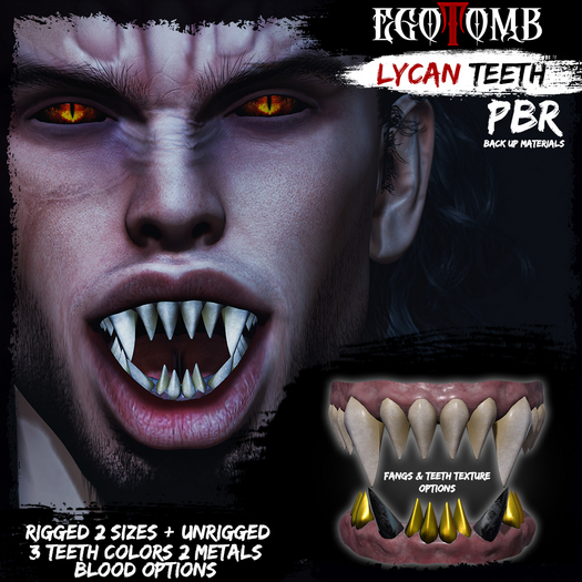 -egotomb- Lycan Teeth / PBR / Rigged + Unrigged