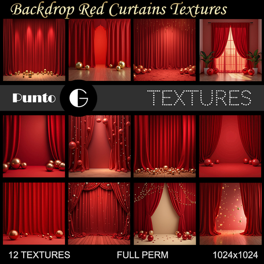 Full Perm Textures - Backdrop Red Curtains