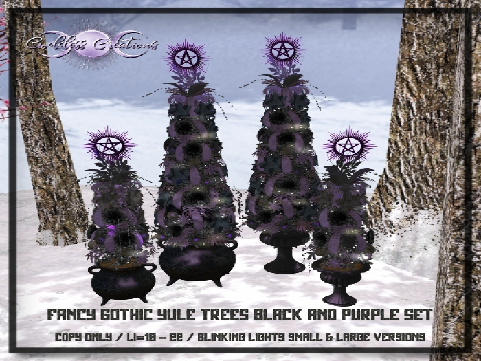 )O( GC: Fancy Gothic Yule Tree -Black and Purple Set 