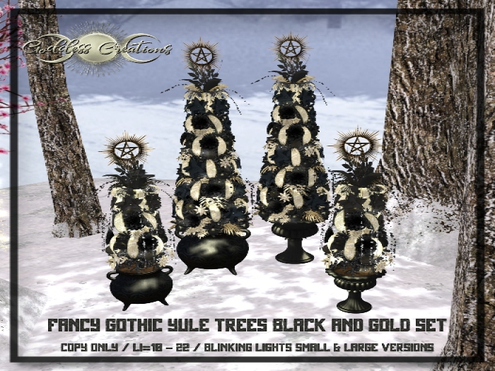 )O( GC: Fancy Gothic Yule Tree -Black and Gold Set 
