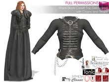 MI963639 Royal Black Corset Top Decorated With Chains and Strap