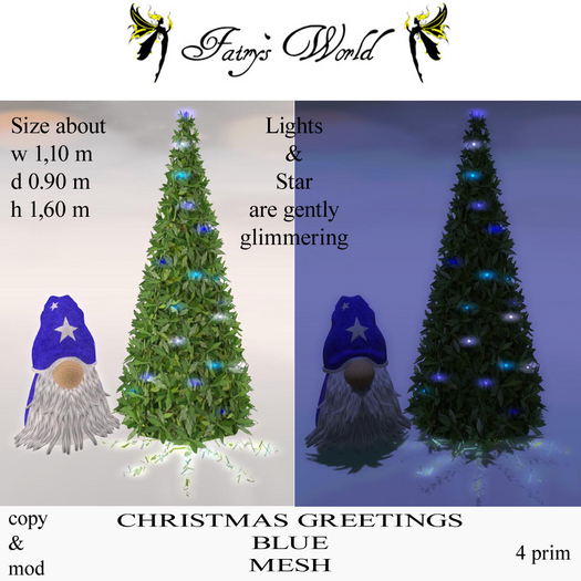 *Fairy`s World* CHRISTMAS GREETINGS blue MESH