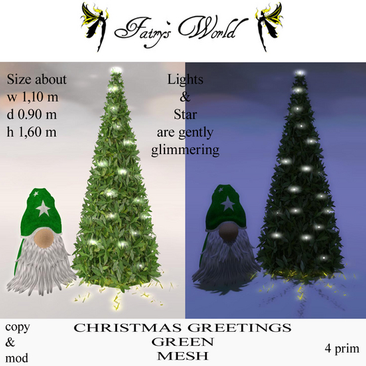*Fairy`s World* CHRISTMAS GREETINGS green MESH