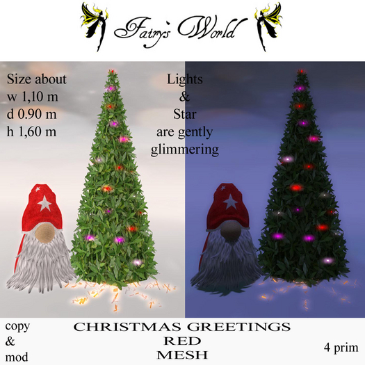 *Fairy`s World* CHRISTMAS GREETINGS red MESH