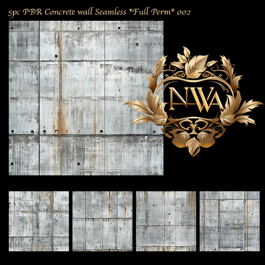 5pc PBR Concrete wall texture seamless *Full Perm* 002