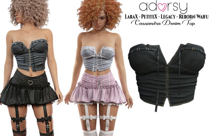 adorsy - Cassandra Denim Top Dark Black - LaraX/Legacy/PetiteX/Reborn/Waifu