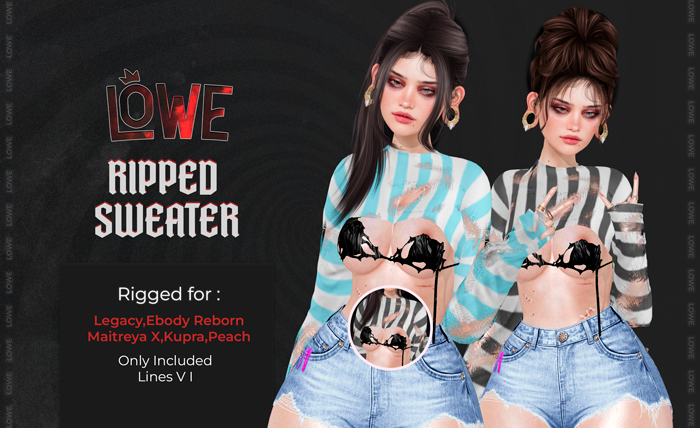 ! Lowe - Ripped Sweater - Lines V I