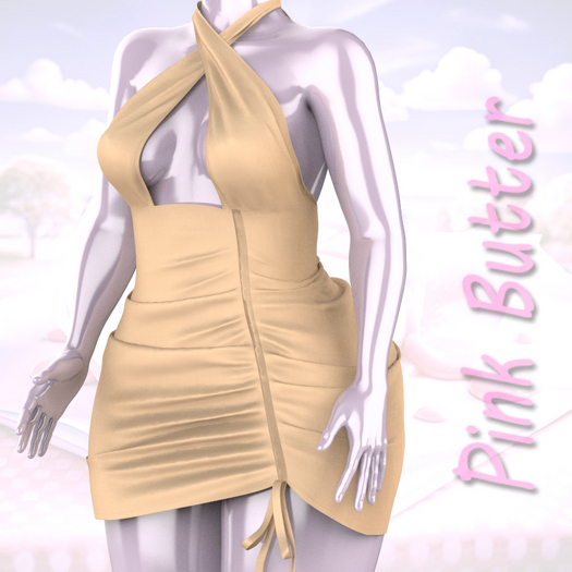 Beige Rouched Dress Waifu