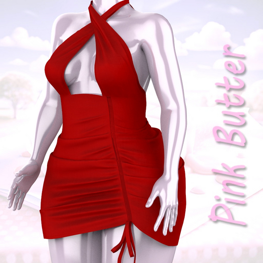 Red Rouched Dress Waifu