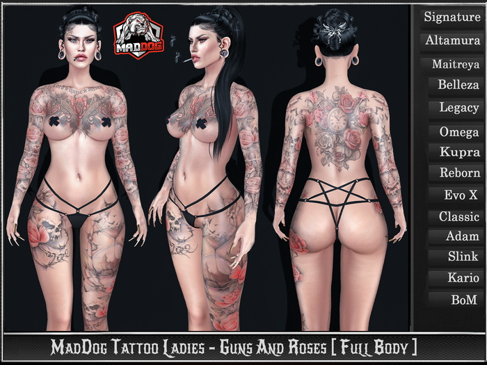 MadDog Tattoo Ladies - Guns And Roses [ Full Body ]
