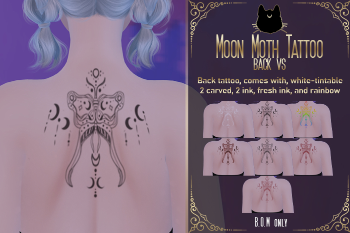 *K* Moon Moth Back tattoo