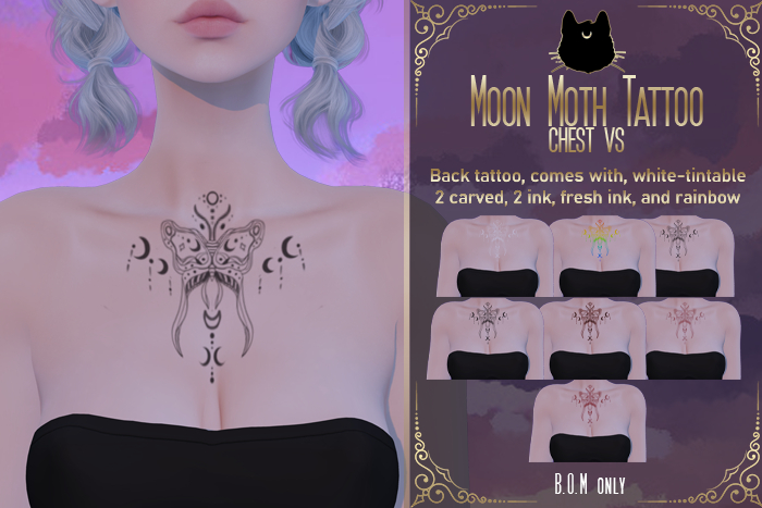 *K* Moon Moth Chest tattoo