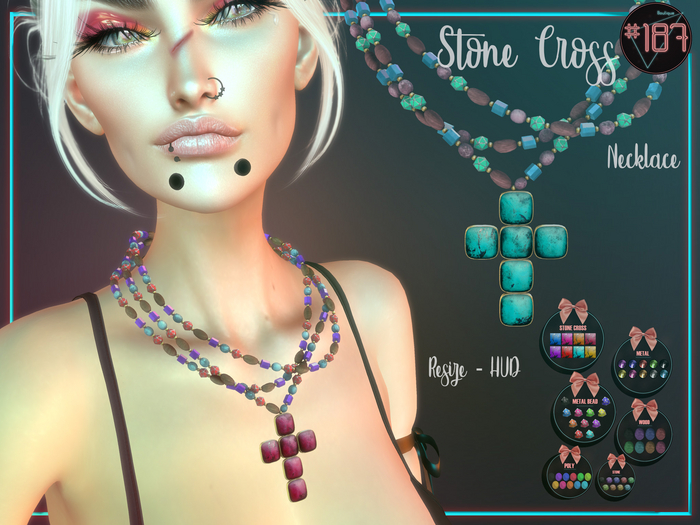 #187# Stone Cross Necklace