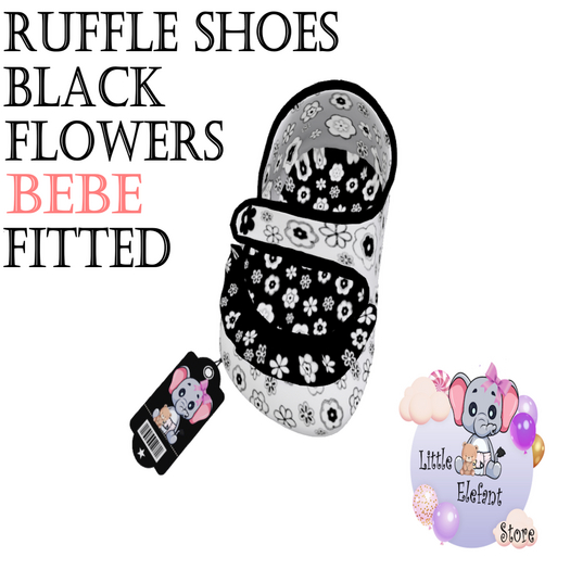 Ruffle Shoes Black Flowers - Bebe fitted