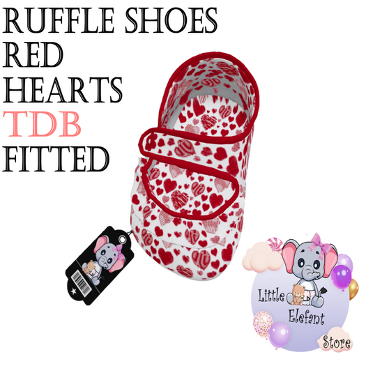 Ruffle Shoes Red Hearts - TDB Fitted