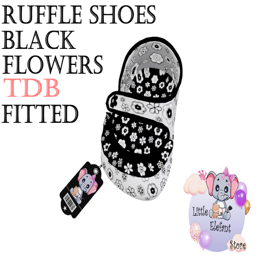 Ruffle Shoes Black Flowers - TDB Fitted 