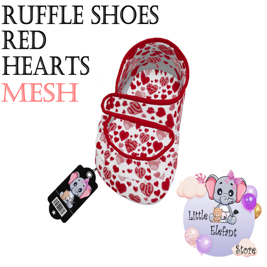 Ruffle Shoes Red Hearts - Mesh Resizing L-R