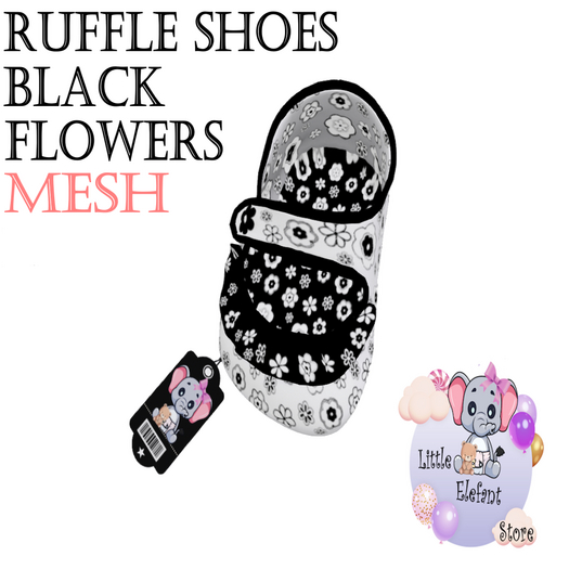 Ruffle Shoes Black Flowers - Mesh Resizing L-R 