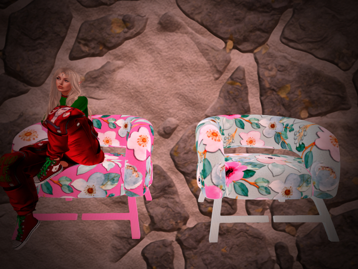 *BBG* Floral Chair-Blue