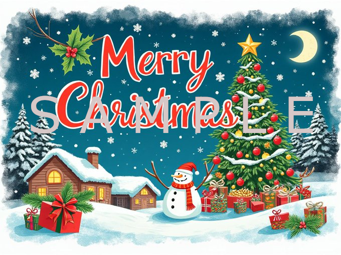 Merry Christmas Poster - Cheerful Night