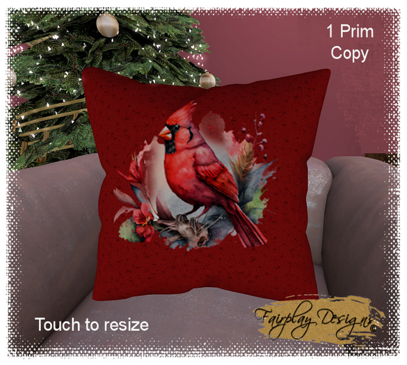 ~R~Christmas Cardinal Beaded Pillow~~