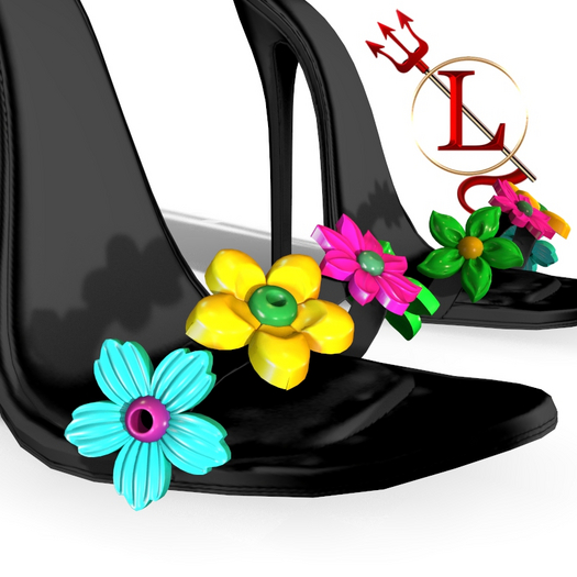 Black Flower Heels FREYA